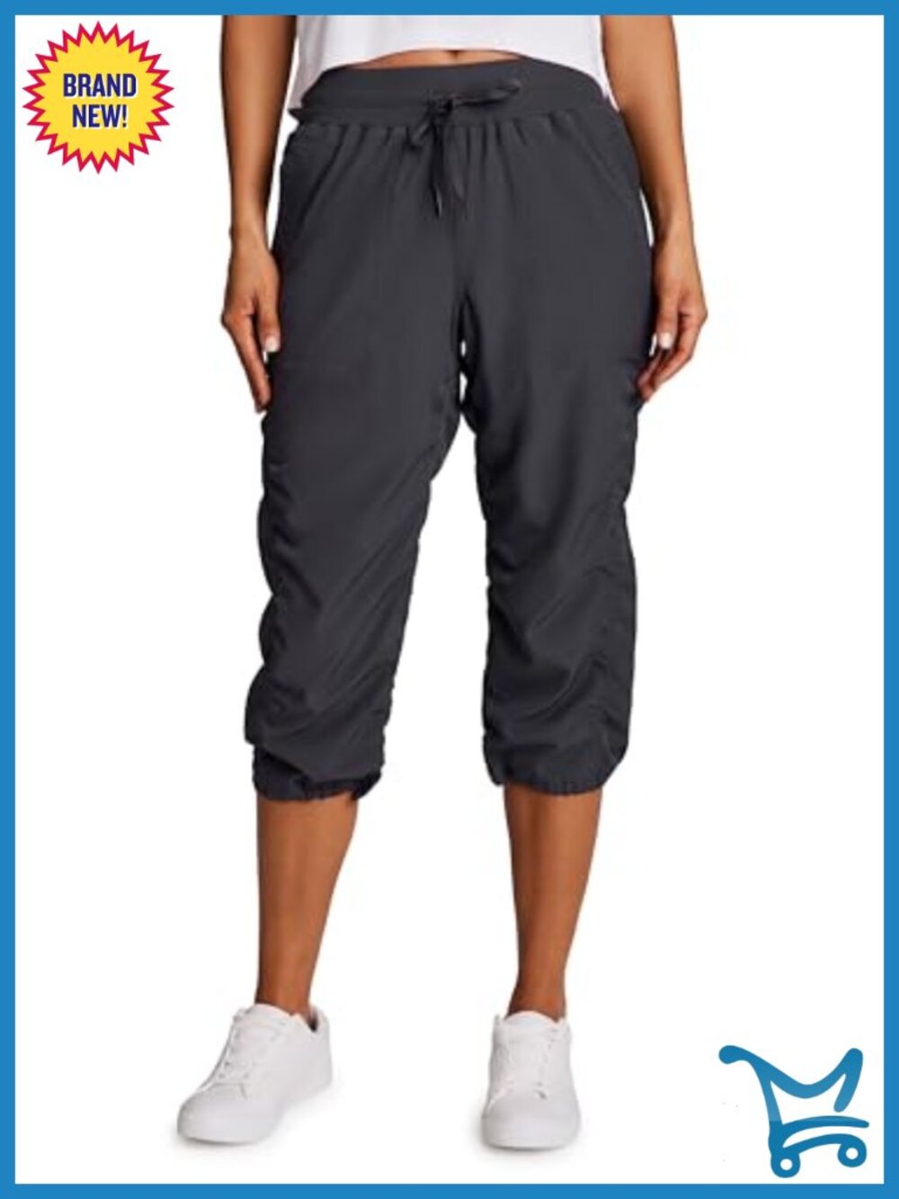 Women's Stretch Woven Capri Joggers with Drawstring